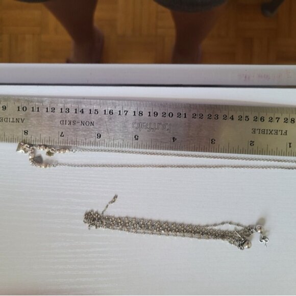 Vintage Sterling Silver Soft Girl Dainty Layered Dangle Heart Love Necklace - Picture 7 of 9